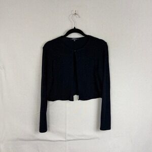 Onyx Nite Womens Black Silver Glitter Cropped Shrug Cardigan Bolero Sweater M